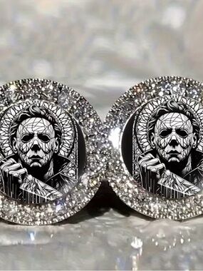 New Iced Out Halloween Michael
Myers Earrings Jewelry Hip Hop
Horror Knife Gift